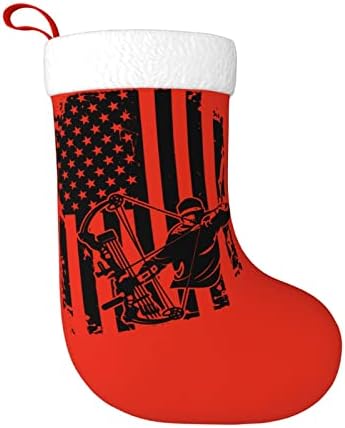 SjemedWarf Bow Lov Američka zastava Božićna čarapa Xmas Holiday ukrasi Kamin Viseći čarapa 18 inča čarape