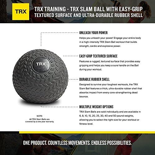 TRX trening Slam Lopta, gazište za lako držanje & izdržljiva gumena školjka