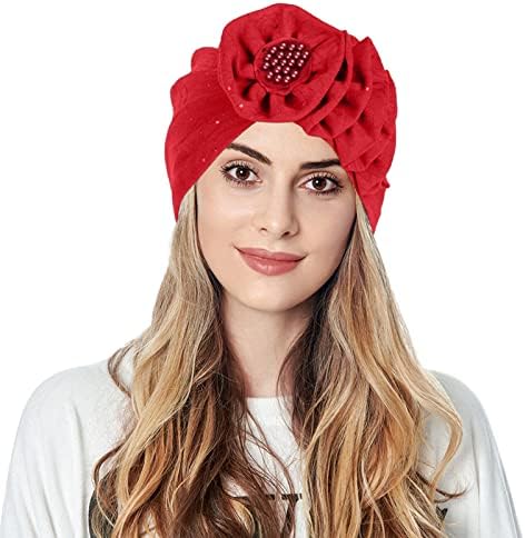 Cvjetna kapa za žene Bohemian Turban pokrivala za glavu jednobojne ženske rastezljive nabrane marame