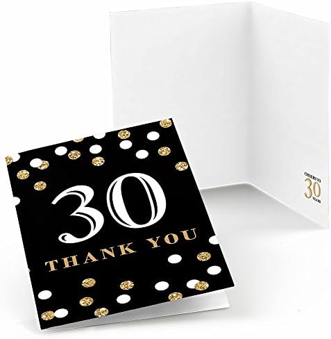 Velika tačka sreće za odrasle 30. rođendan - zlato - rođendanska zabava hvala na karticama