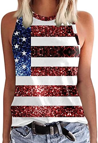 4. jula Torbi za žene za žene labave fit patriotske zvijezde Stripes Thirts Majice Okrugli izrez Smiješne