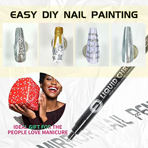 Olovka za nokte u-Shinein ogledalo, srebrna metalik obojena gel olovka, metalna olovka za farbanje noktiju,