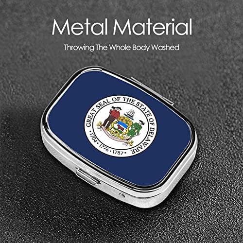 Delaware State Seal Square Mini Kutija Za Pilule Organizator Metalnih Lijekova Pogodan Za