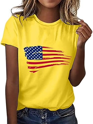 Kratki rukav Tops for Women Summer Independence Day Shirt Women Graphic T Shirts for Women Top Long