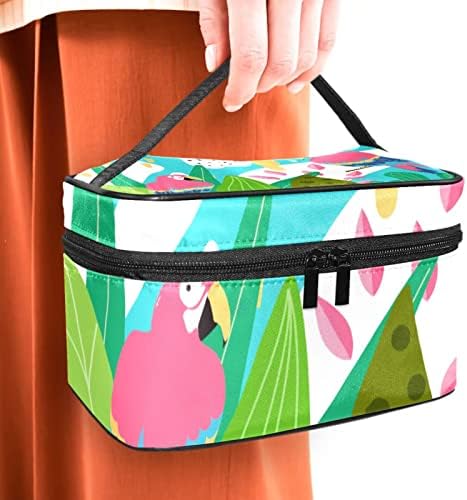Toaletna torba, putna kozmetička torba za žene za žene muškarce, moderni crtani tropski pogonski papagaj