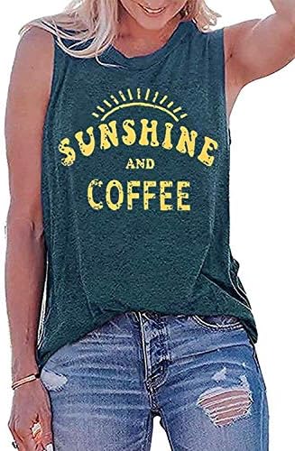 UMSUHU Sunshine i kafe Rezervoar Ležerne prilike ljetni grafički tenkovi za žene grafički cisterne bez rukava