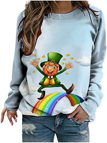Žene sv patricks dan dukserica Četiri lista djetelina tiskani pulover irski festival praznični vrhovi dugih rukava