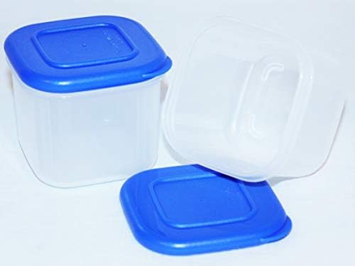 Tupperware Set od 2 Clear Mates 200 ml Mini mali kvadratni kontejneri za frižider plava