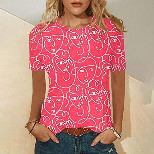 Kratki rukav 2023 odjeća trendy pamučna posada izrez grafički salon majica za djevojke bluza