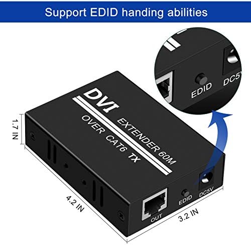 DVI Extender preko CAT5E / 6/7 Ethernet kabel do 196ft s odašiljačem i repearom prijemnika Balun DVI Ethernet