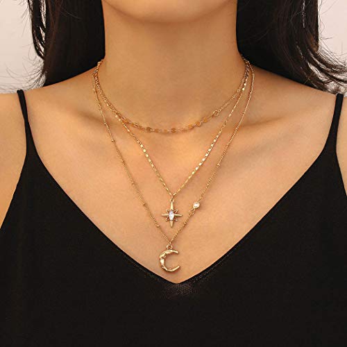 Urieo Boho Crystal Slojevita ogrlica zlatna kratka sekfina Višeslojna ogrlica s kratkim ogrlicama