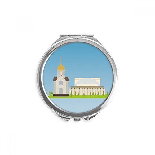 Novosibirsk Rusija Nacionalni Simbol Ručno Kompaktno Ogledalo Okruglo Prenosivo Džepno Staklo