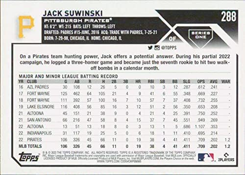 2023 TOPPS 288 Jack Suwinski NM-MT Pittsburgh Pirates Baseball Trgovačka kartica MLB