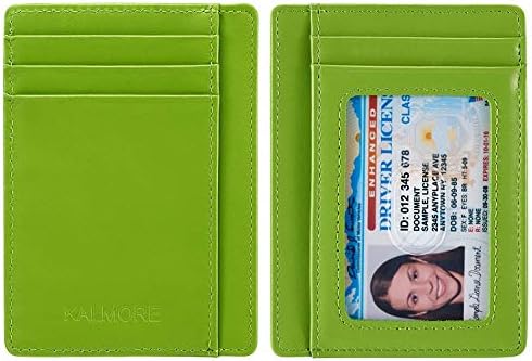 Kalmore držač kreditne kartice za prednji džep od prave kože s tankim novčanikom s prozorom za ličnu kartu