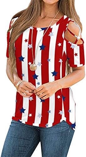 4. jula majice za žene kratki rukav O vrat tunike vrhovi američka zastava zvijezde prugaste Patriotske bluze