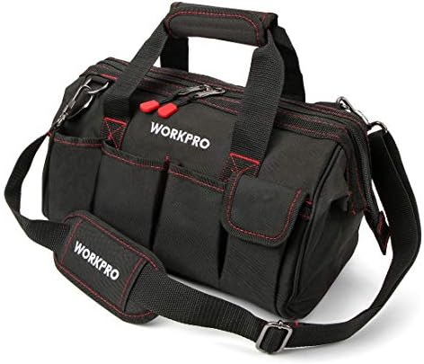 WorkPro 14-inčna torba za alat, Multi-Pocket Alat Organizator s podesivim remenom za rame, W081021A, crno-16-inčni