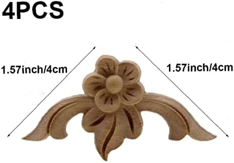 4pcs ruže cvjetni rezbari prirodni drveni aparat za ormar za namještaj Neoslanjena drvena ukrasna figurica