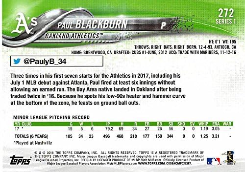 2018 FAPPS 272 Paul Blackburn Oakland Athletics Rookie bejzbol kartica