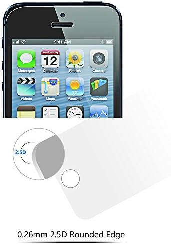 Zaštita ekrana za iPhone 5 5S, 0.26 mm kaljeno staklo za zaštitu ekrana, 2.5 D Ivica 9h tvrdoća 99.99%
