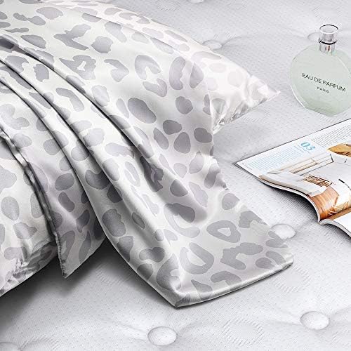 Galmaxs7 Satin jastučnica za kosu i kožu sivi leopard Print Satin jastučni kovertu jastučnice Standardni veličine