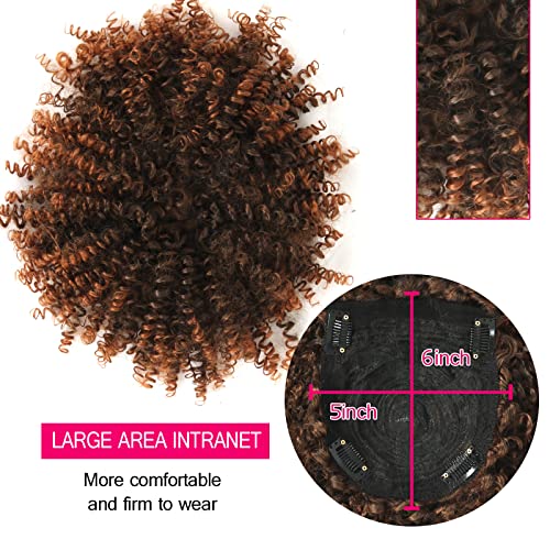 Afrio Kinky curly hair Toppers za žene Ombre Brown Top Hair Pieces Clip on Synthetic Tupee sa šiškama, kratka
