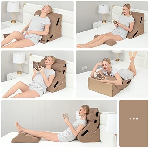 Jastuk JJGBWY Kreveni jastuk, memorijski kauč kauč jastuk, multifunkcionalni jastuk s podesivom visinom, ergonomskim dizajnom, za noge, lumbalni jastuk za vrat i povratak, stroj za pranje automobila, smeđi