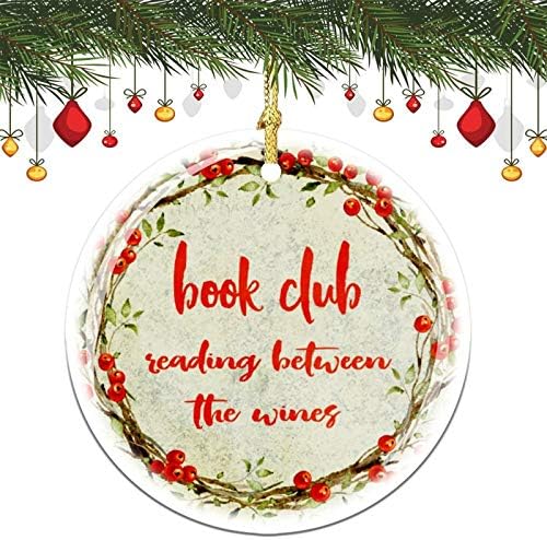 Božićni ukrasi, knjigovodstveni klub smiješno čitanje između vina za odmor Božićni memorijski stablo okrugli