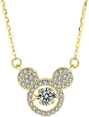 Blingshiny Love Heart & privjesak za ključeve ogrlica za djevojčice, pozlaćeni Mickey Mouse privjesak