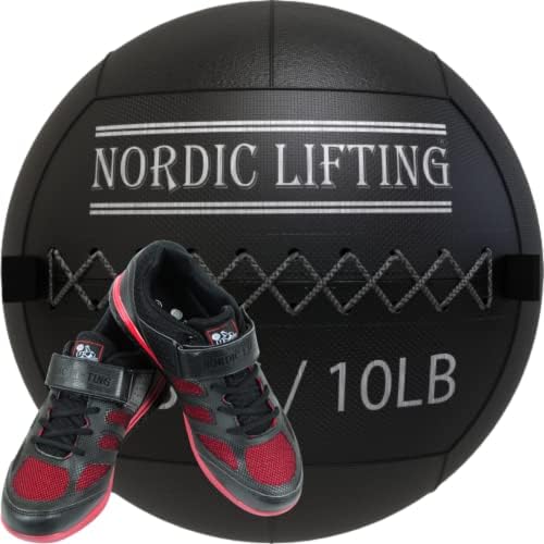 Nordic Lifting Wall Ball 10 lb paket sa cipelama Venja Veličina 7-crna crvena