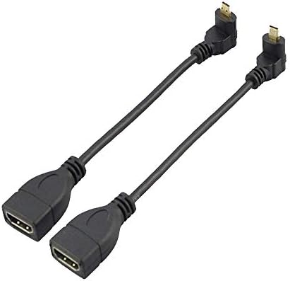 Seadream ugaono mikro HDMI do HDMI adapter, 2pack 6 15cm 90 stupnjeva uglovan Micro HDMI muški do HDMI ženski