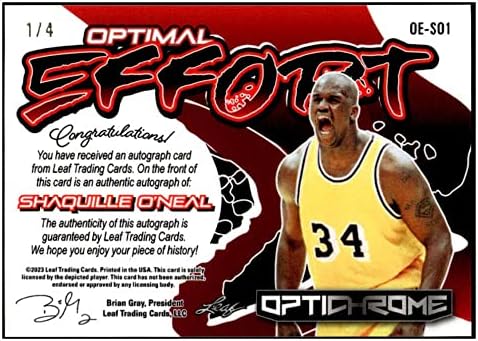 Shaquille O'Neal Auto 2022-23 OptichRome 1/4 Optimalni napor Autogram Lakers Magic MT-MT + NBA košarka