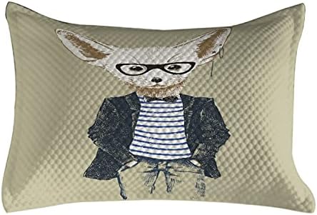 Ambesonne Hipster Quilted jastuk, urnebesna skica cool postavljene životinje sa modernom temom Blazer moderne