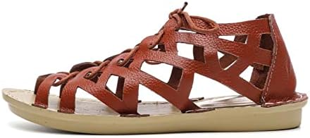 Wassece zatvorene vodene sandale Ženske čvrste boje izdužete vintage udobne lagane kože ljetne etničke
