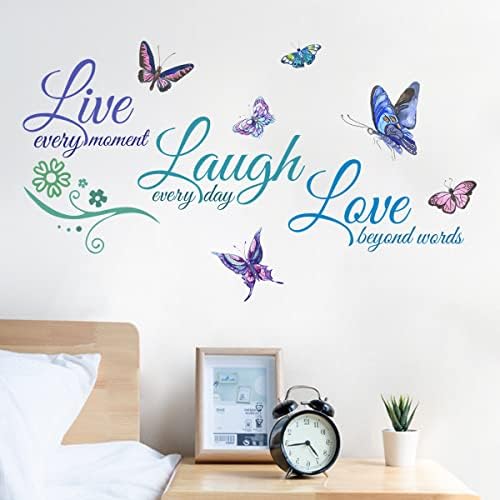 Live Laugh Love Inspirational Quotes Wall Decals leptir motivaciono pismo pozitivne Izreke DIY naljepnica vinil