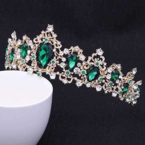Frcolor Royal Crystal Tiara zeleni vještački dijamant kraljica Tiara vjenčana princeza Dodaci za