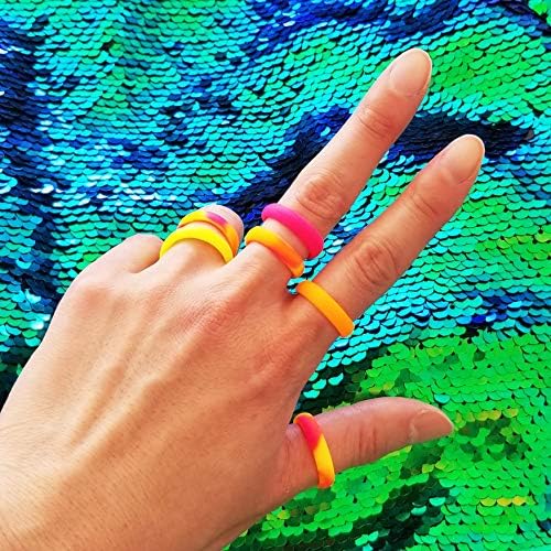 Teorija čvorova Silikonski prstenovi za žene Rainbow Neon ružičasta žuta narandžasta - svijetla
