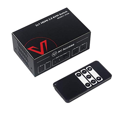KVM prekidač HDMI 2.0 4k @ 60Hz / 2k @ 144Hz, HDCP2.2, sa audio, IR i tipkom, HDR10, 3 USB priključka, 2 računara