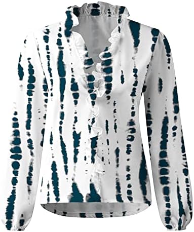 Odjeća modni dugi rukav V izrez grafički peplum ručak bluza za majicu za žensku jesen ljetna bluza