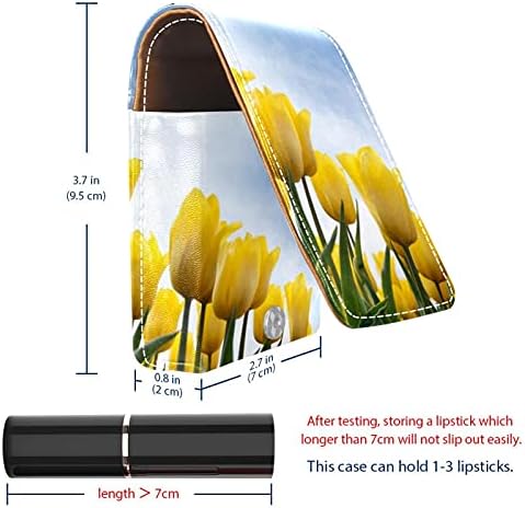Futrola Za Ruževe Sa Ogledalom Žuti Cvijet Tulipana Držač Sjajila Za Usne Prijenosna Kutija Za Odlaganje