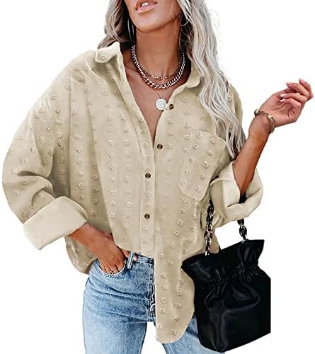 Ženska jakna plaćena jakna od plairana dugih rukava s dugim rukavima niz košulje džepovi, kaput