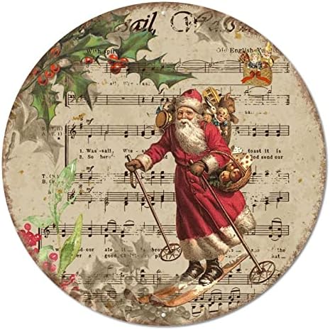 Okrugli metalni znak Vintage Božić Santa Claus Rusty Barski potpis vrata Vintage Circren Weit Potpiši metalni