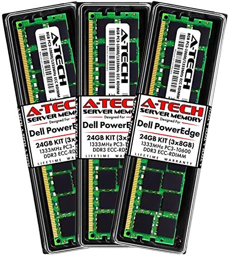 A-TECH 32GB RAM-a za Dell PowerEdge T410, T610, T710 toranjski poslužitelji | DDR3 1333MHz ECC-RDIMM PC3-10600 2RX4 1.5V 240-PIN ECC registrovana DIMM server komplet za nadogradnju memorije
