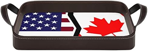 Američka i kanadska zastava kožna ukrasna ladica Personalizirani posluživanje pladanjskog skladišta
