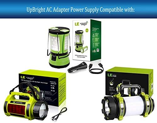 UpBright 5V AC / DC Adapter kompatibilan sa Le Lighting Ever Lantern punjiva LED lampa za kampovanje odvojiva