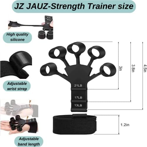 JZ JAUZ 4kom finger Forrener, 6 resistant Level Grip strength Trainer, Finger Strength Trainer, Finger