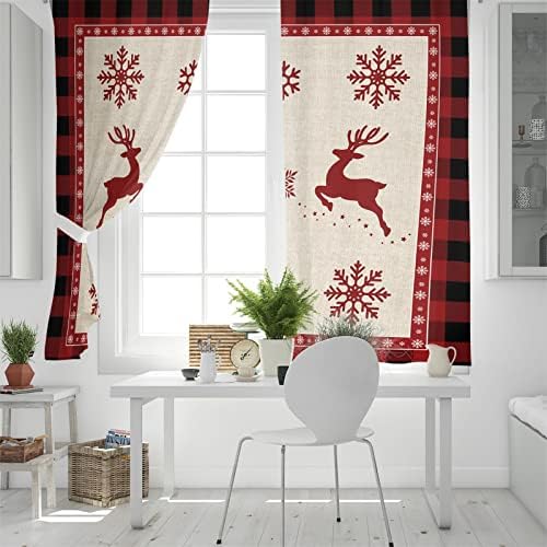 Aecbuy crveni božićni jeleni Snowflakes 3D tiskani zastori za blacktout Craves Termalni izolirani prozori