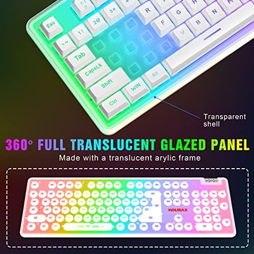 K10 tastatura za igre,transparentna Case RGB tastatura sa pozadinskim osvetljenjem sa PBT kugličnom kapicom, ergonomska