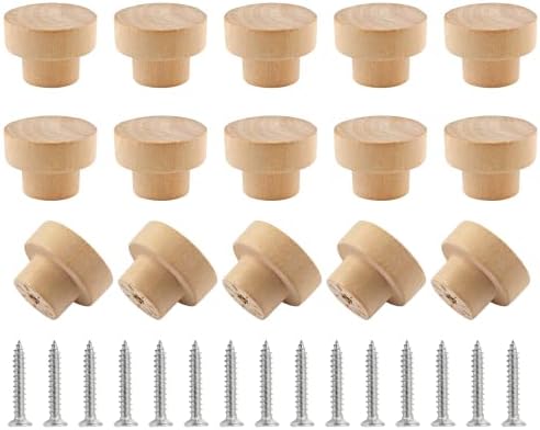Neotlby 15pcs okrugli nedovršeni drveni ručici, okrugli drveni kvartni kvači u krugu od 35 mm Povucite ručke