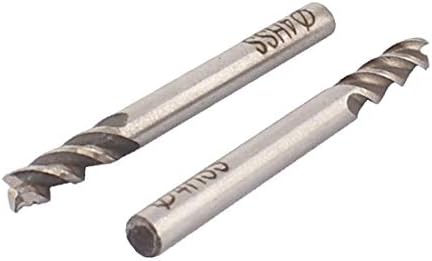 X-DREE 10kom 4mm prečnik srebrnog tona Metal ravna izbušena rupa za glodanje tri glodalice kraj mlina (10
