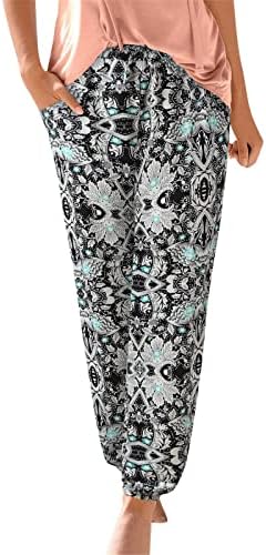 Grge Beuu pamučne pantalone za žene casual visoke struke Print pantalone Duks Boho Beach Capri pantalone sa džepovima